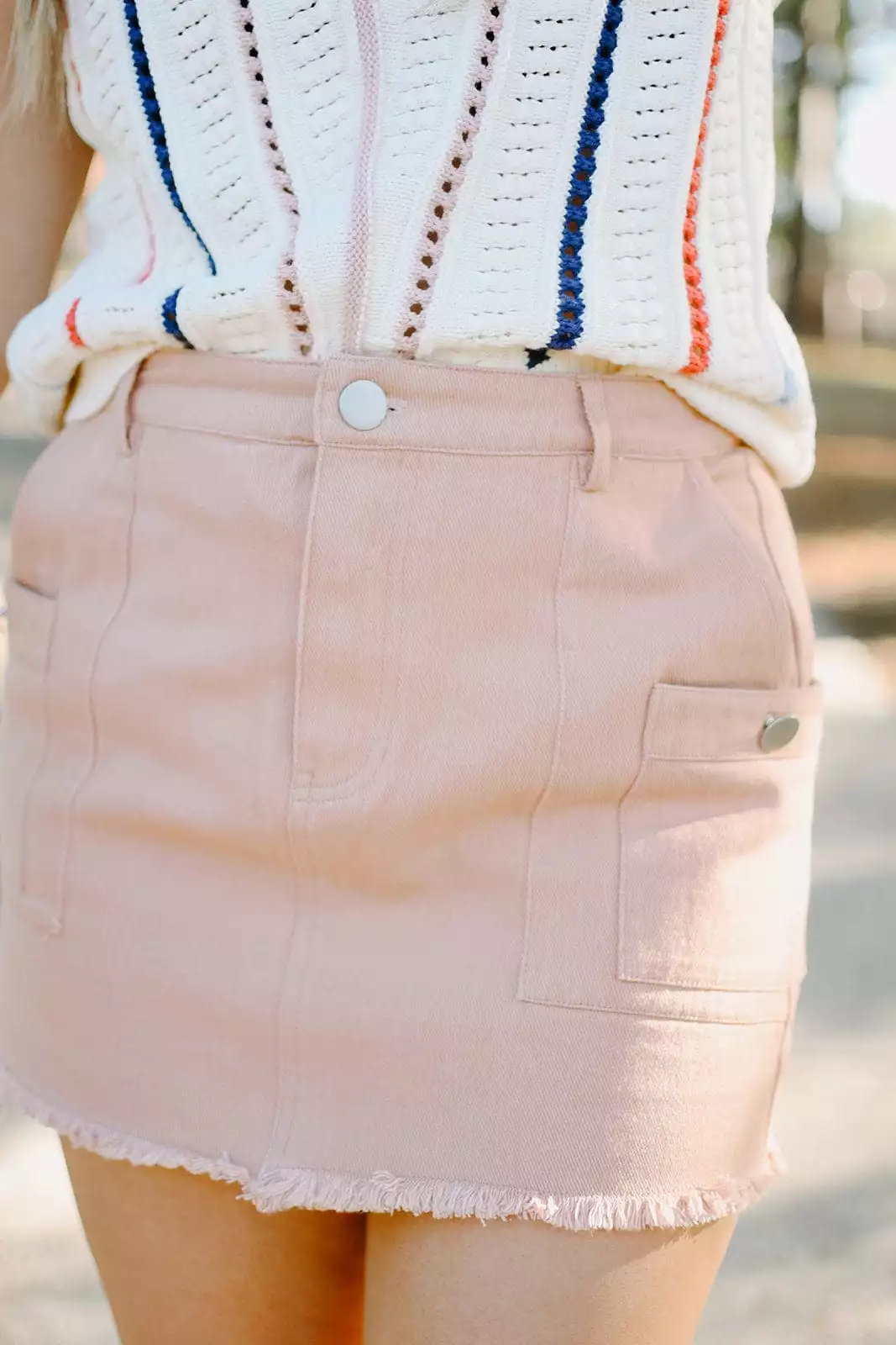 Mini Skirt, Blush Color, Cargo Style