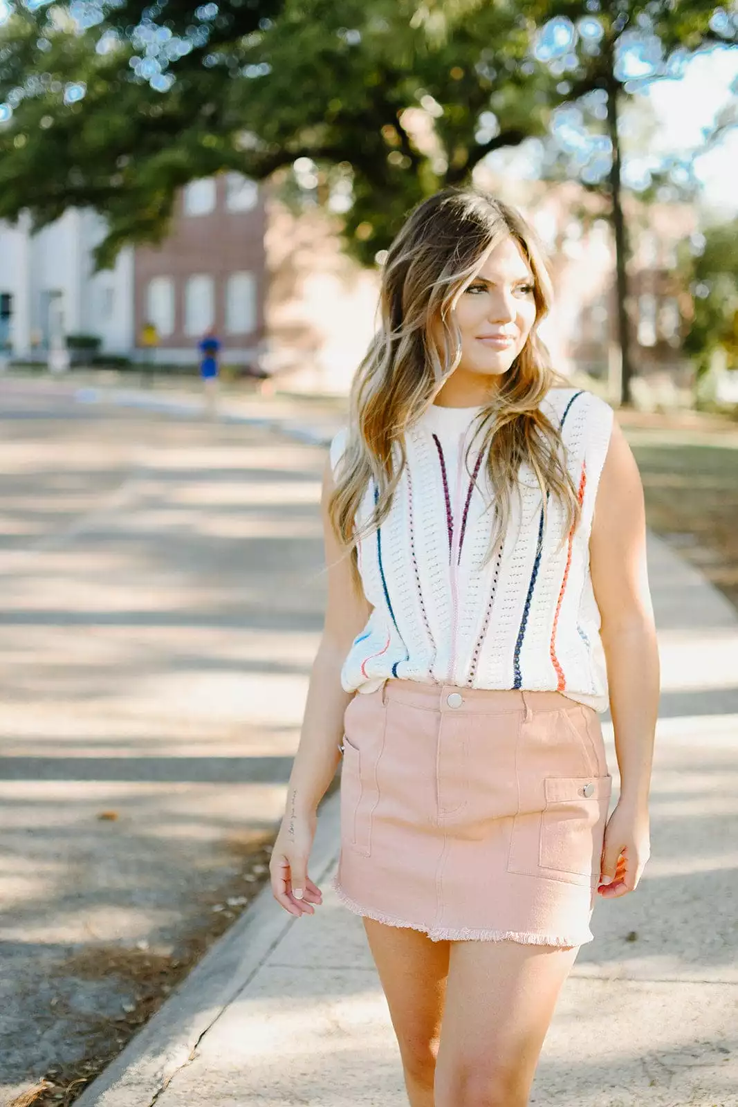 Mini Skirt, Blush Color, Cargo Style