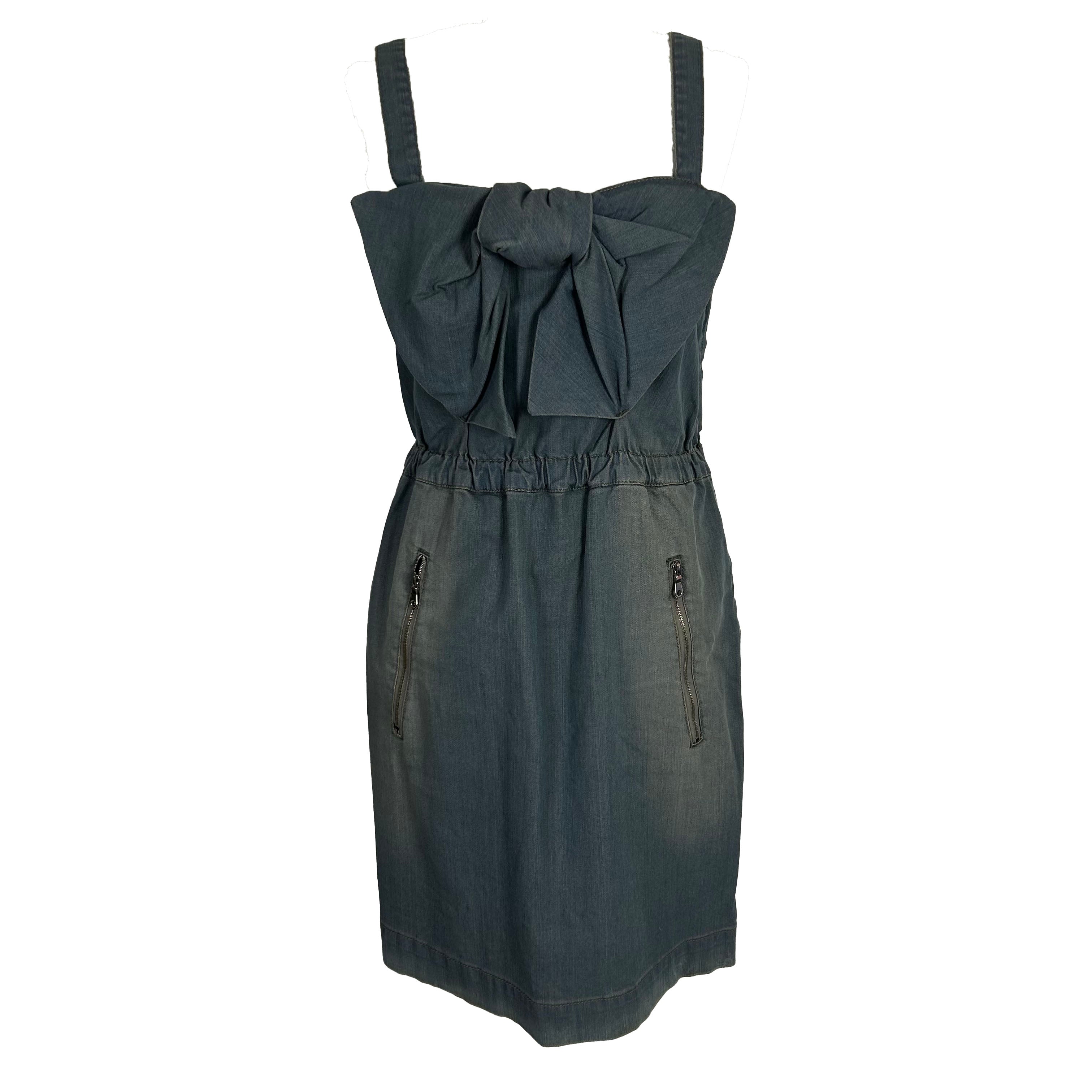 Mulberry Brand Dress XS, Pale Denim, Strappy, Midi