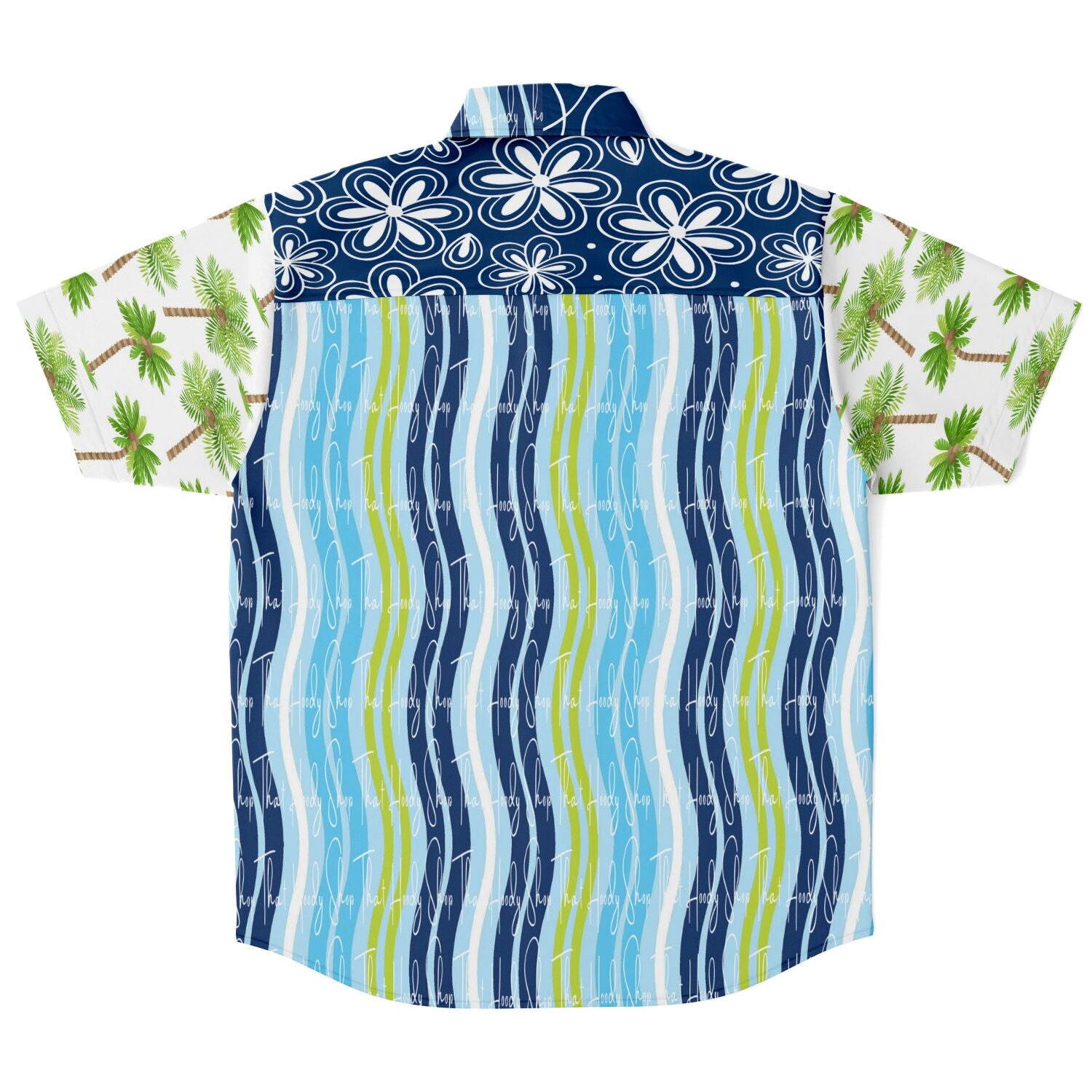 Mykonos Striped Shirt with Graffiti Print - Short Sleeve Button Down