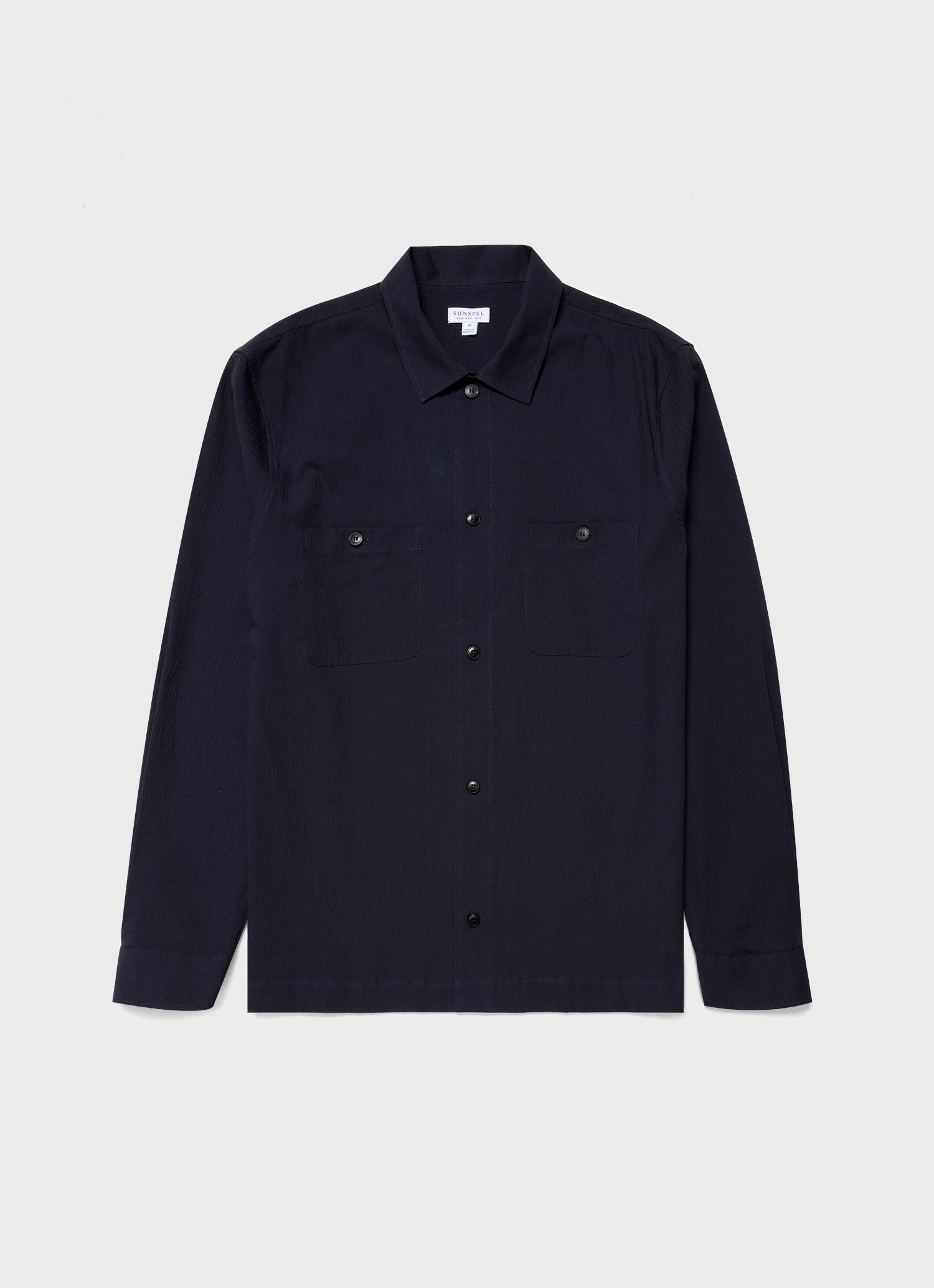 Navy Seersucker Men's Overshirt.