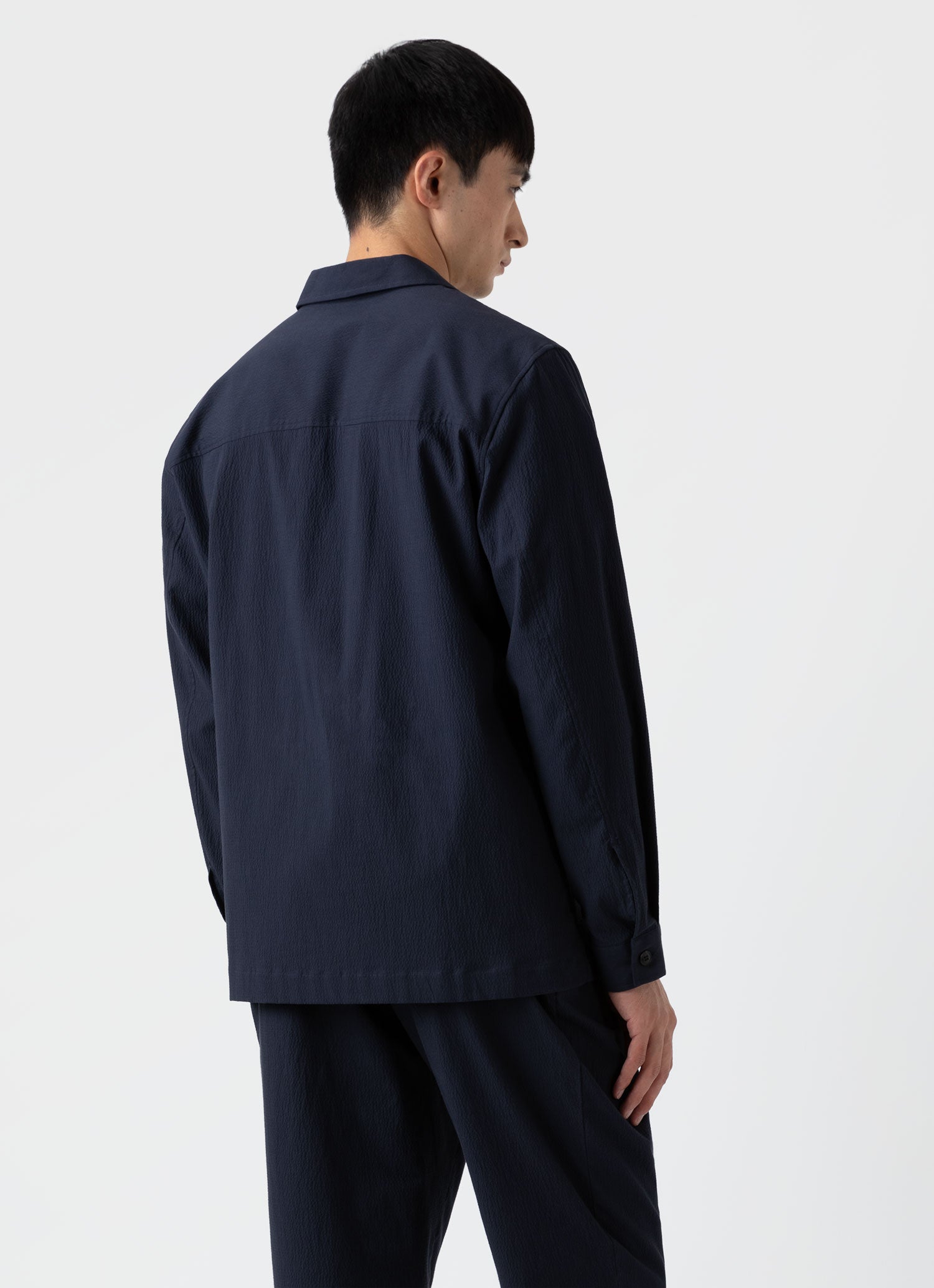 Navy Seersucker Men's Overshirt.