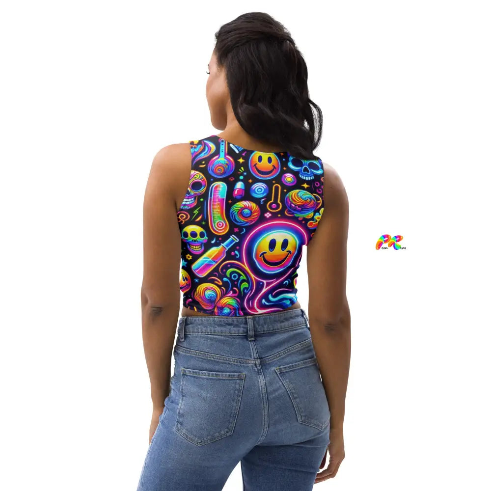 Neon Rave Crop Top for Blissful Party