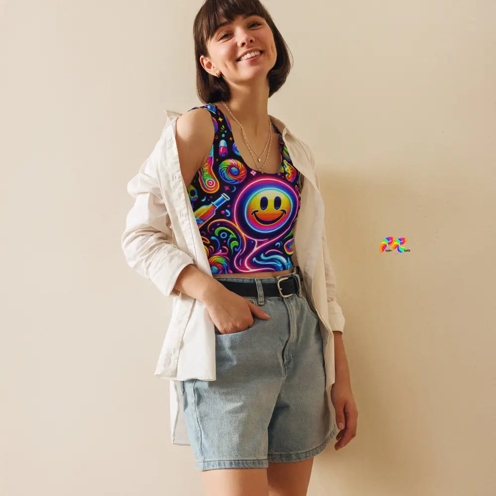 Neon Rave Crop Top for Blissful Party