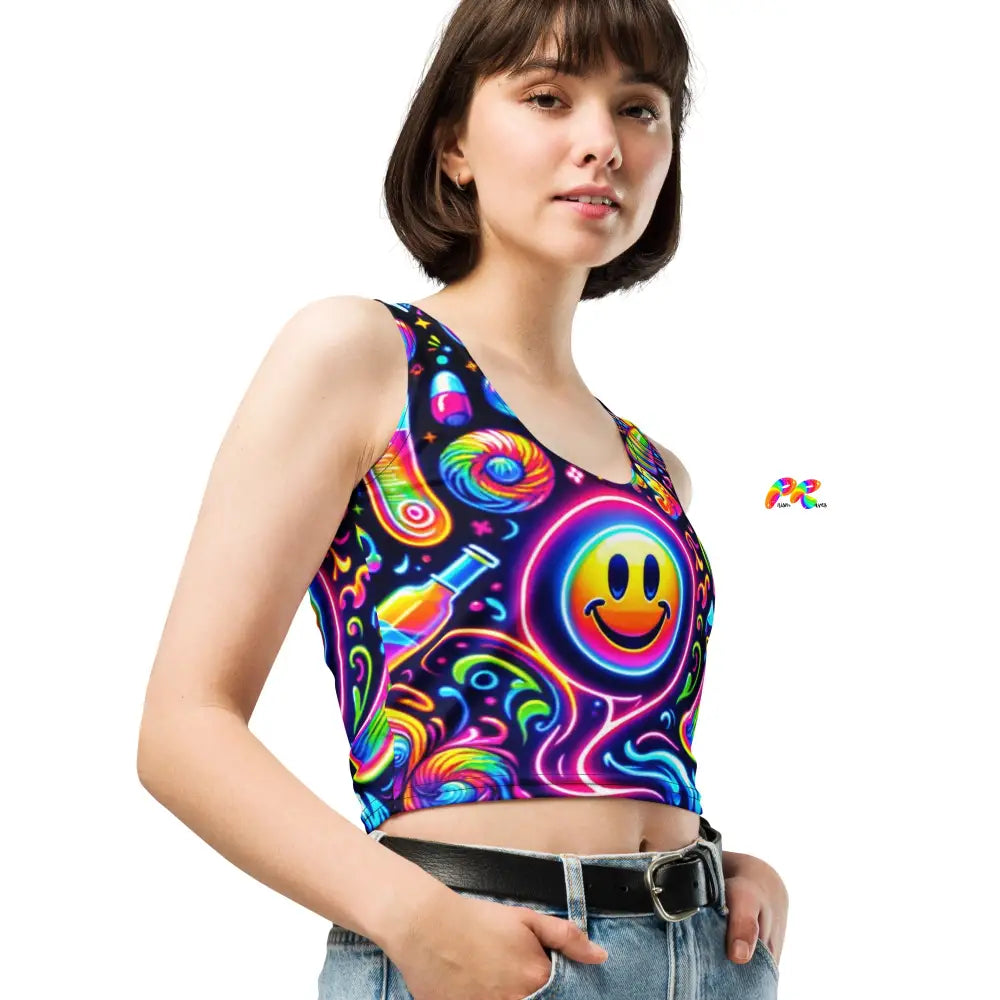 Neon Rave Crop Top for Blissful Party