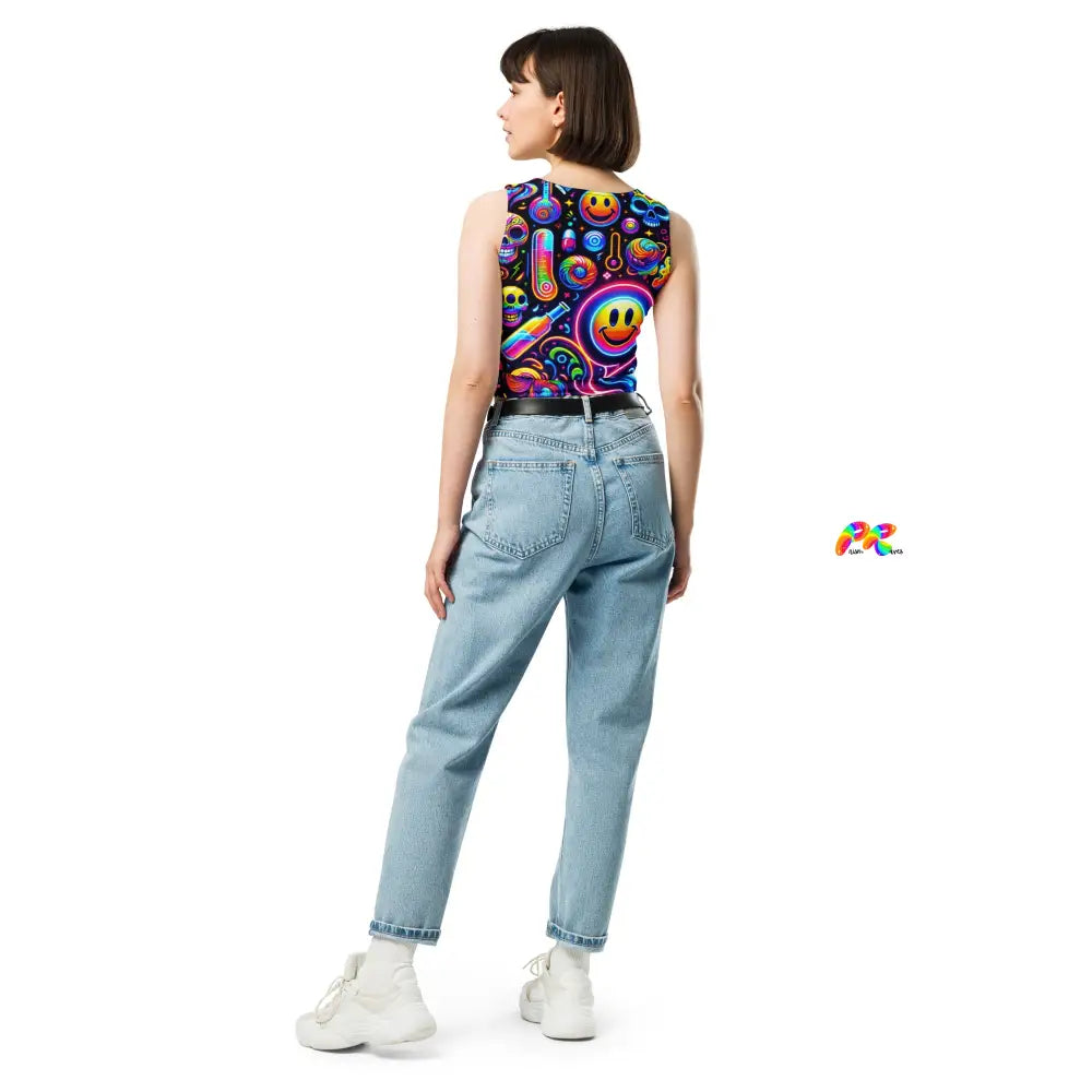 Neon Rave Crop Top for Blissful Party