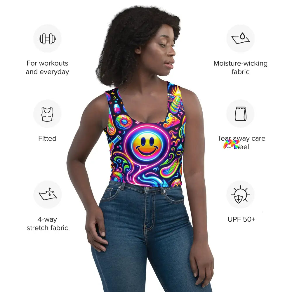 Neon Rave Crop Top for Blissful Party