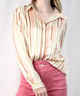 Neutral Stripe Buttondown Blouse