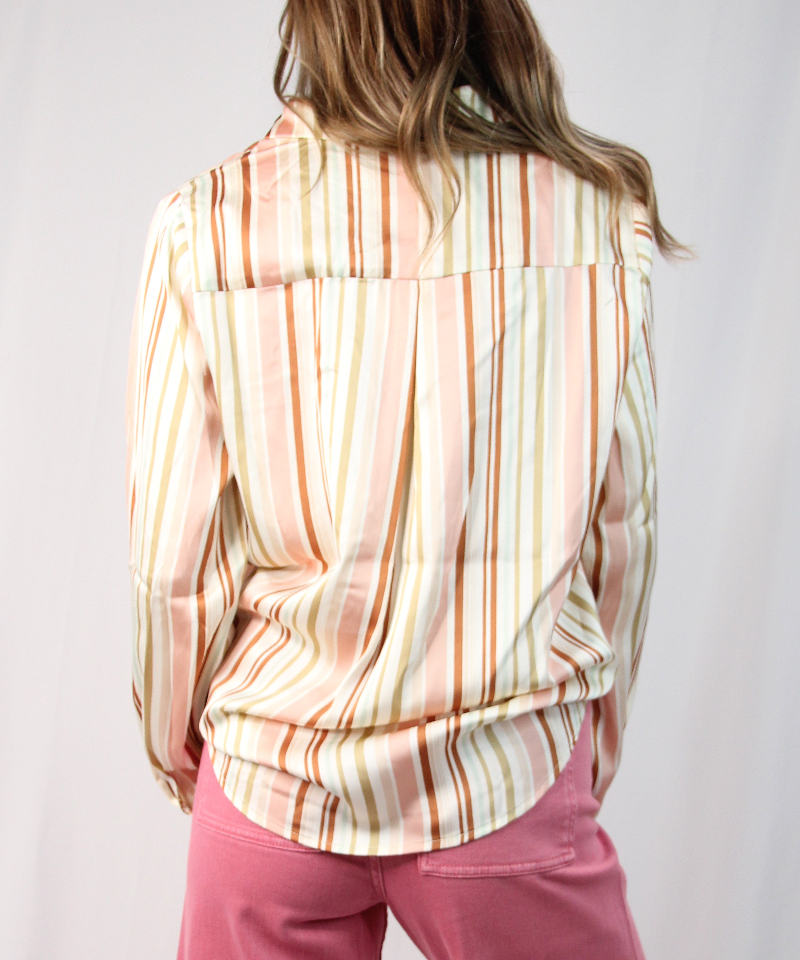 Neutral Stripe Buttondown Blouse