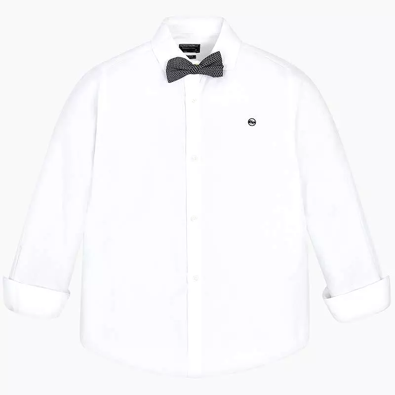 Nukutavake White Shirt with Bow Tie, Long Sleeve, Slim Fit - 6131.