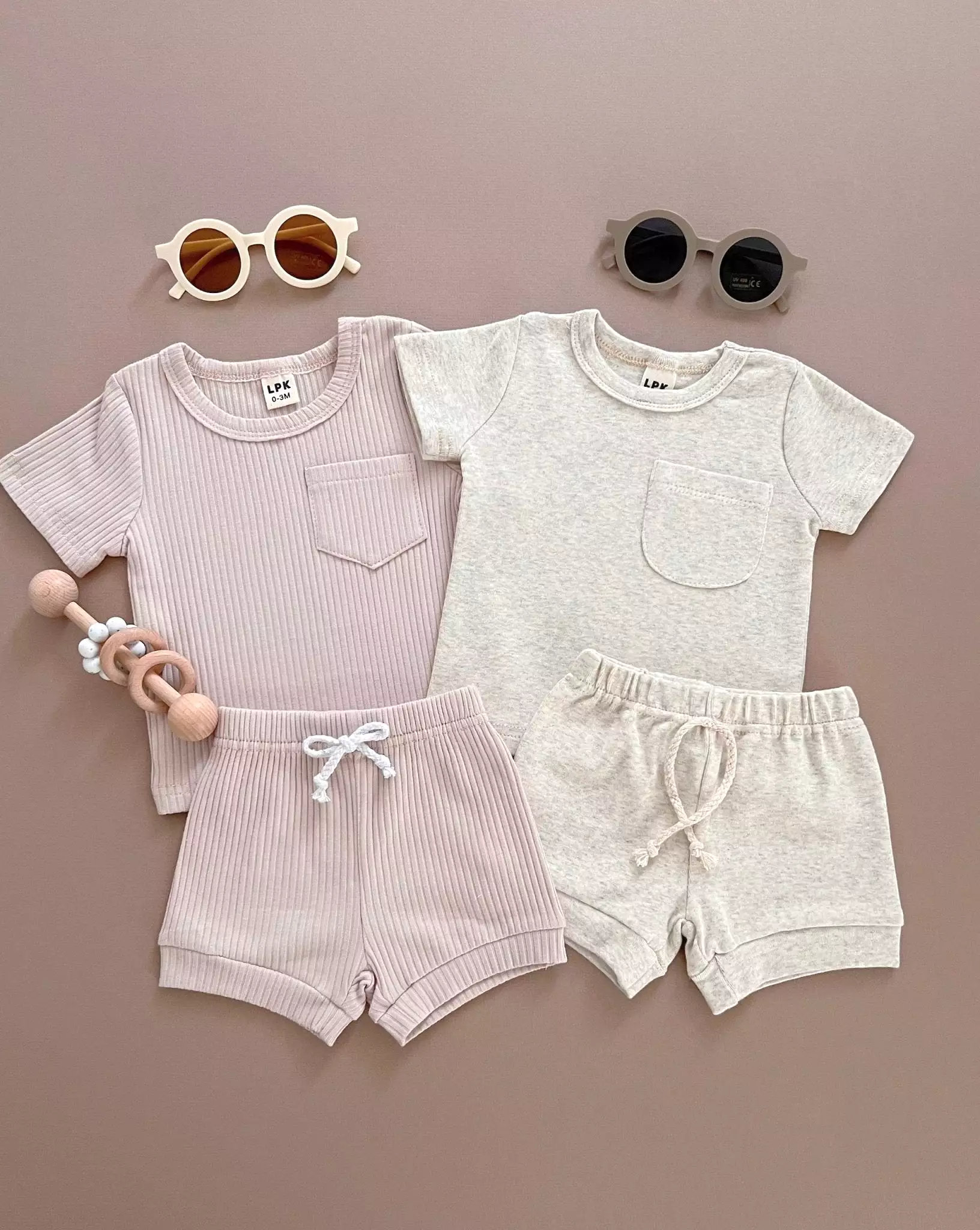 Oatmeal Pocket Shorts Set