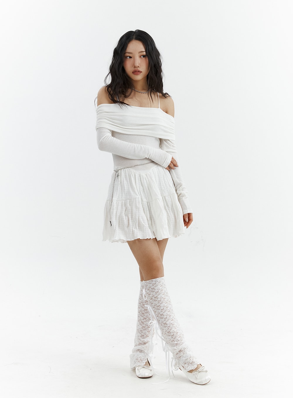 Off-Shoulder Ruffle Mini Dress CJ424