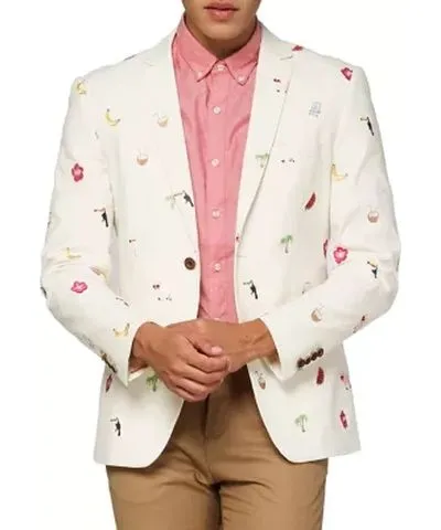 Opposuits Men's Summer Tropical Icons Blazer Off White