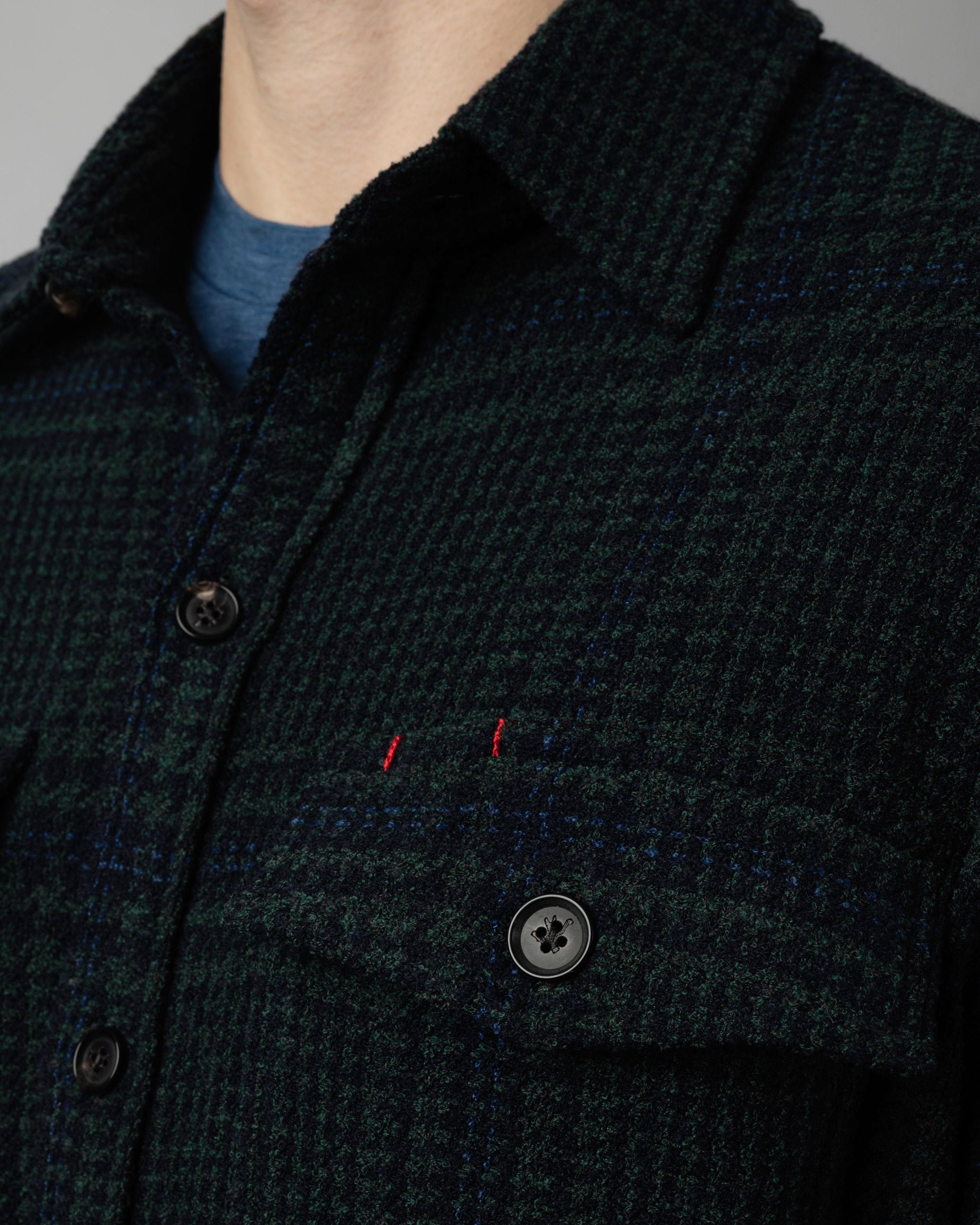 Overshirt with Windowpane Pattern