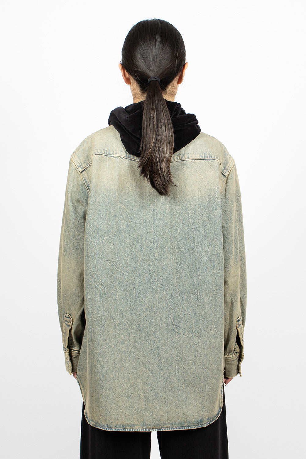 Oversized Denim Shirt Blue/Beige