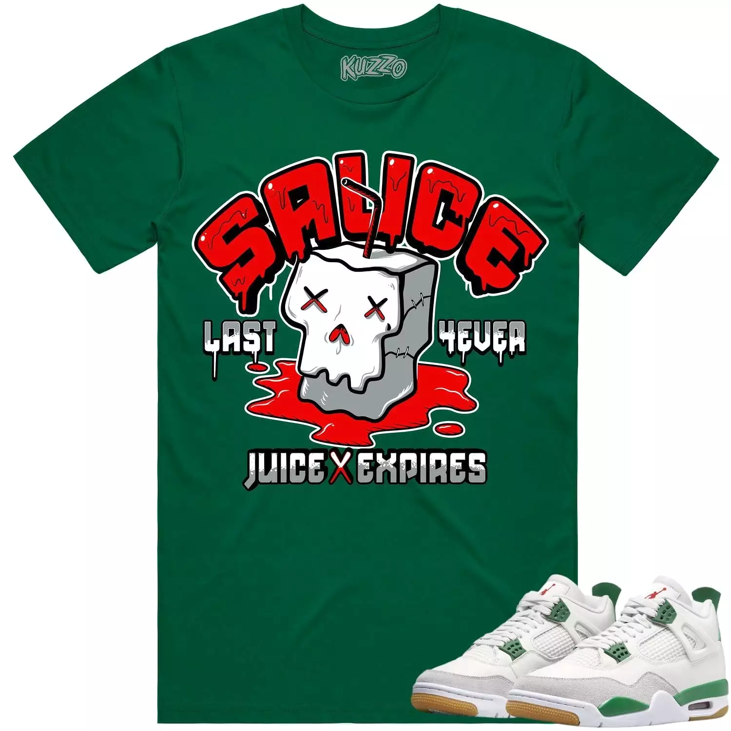 Pine Green SB 4s Shirt - Red Sauce: Jordan 4 Matching Shirt for Sale.