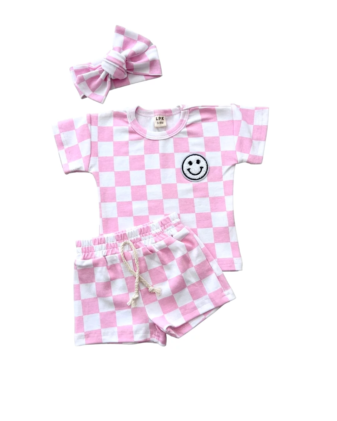 Pink Checkered Shorts Set