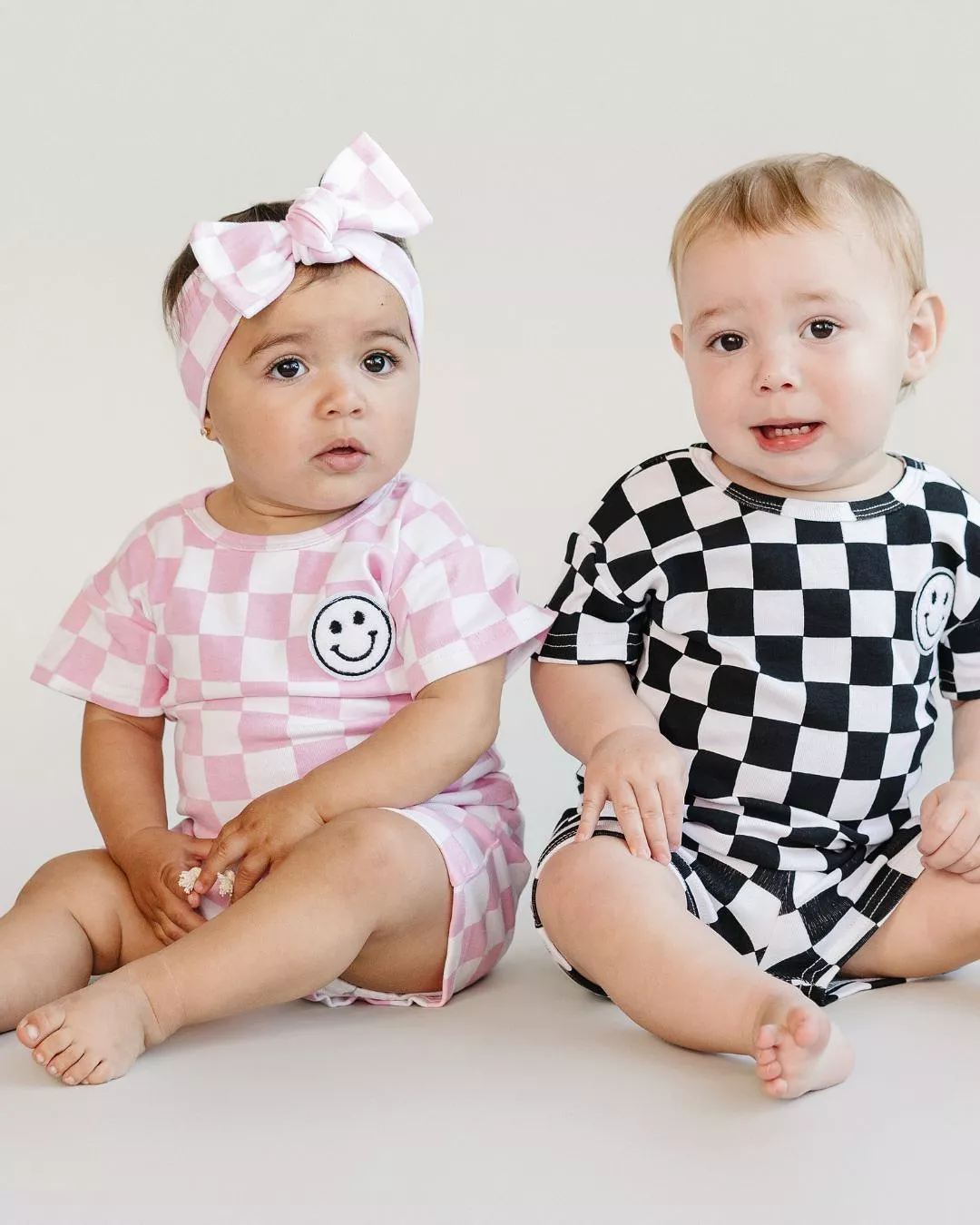 Pink Checkered Shorts Set