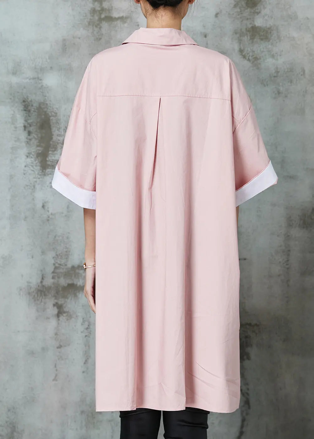 Pink Oversized Cotton Shirt Dress