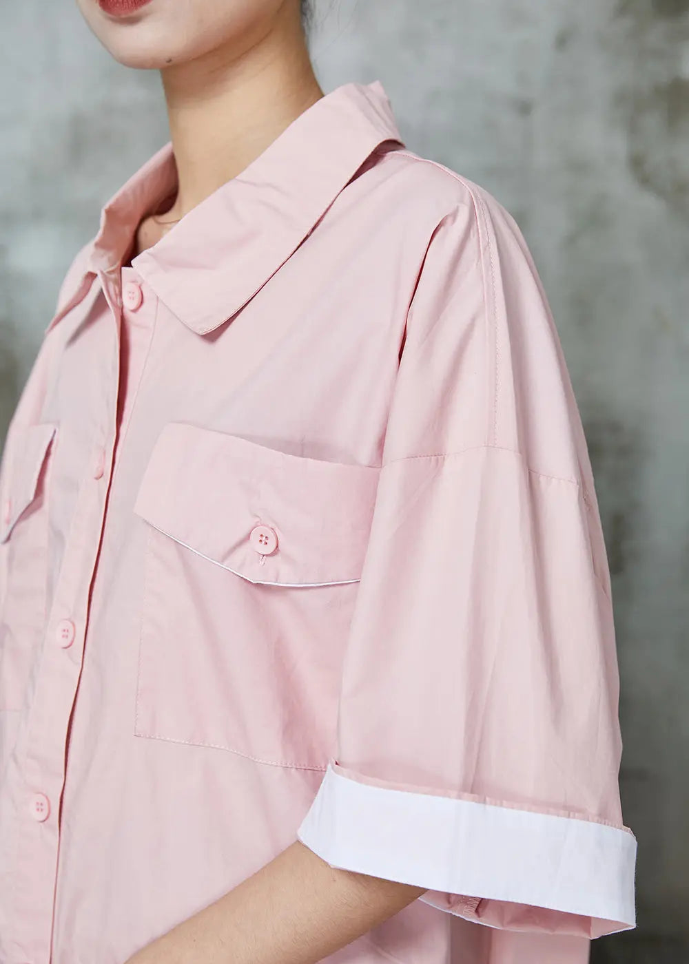 Pink Oversized Cotton Shirt Dress