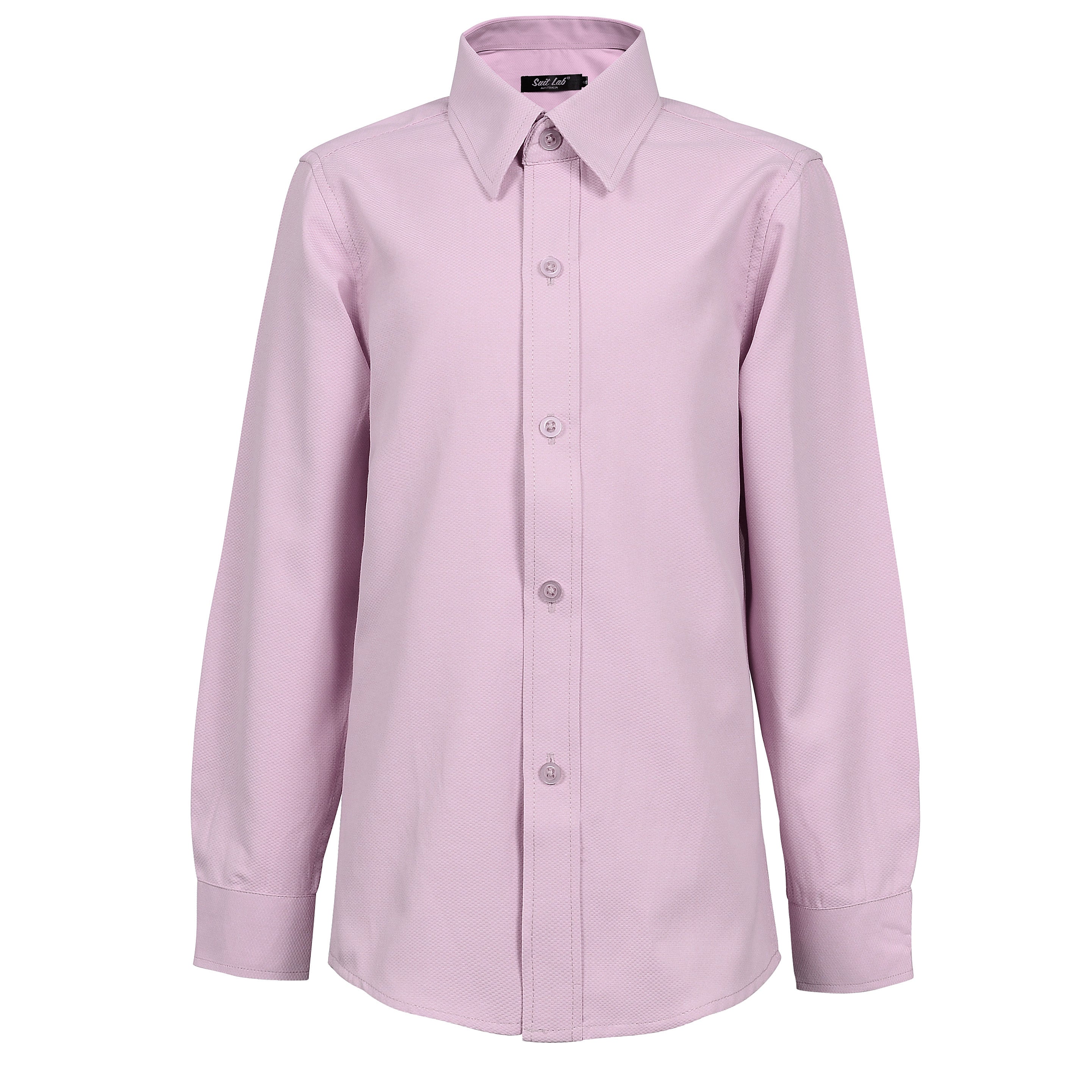 Pink textured dress shirt for boys.