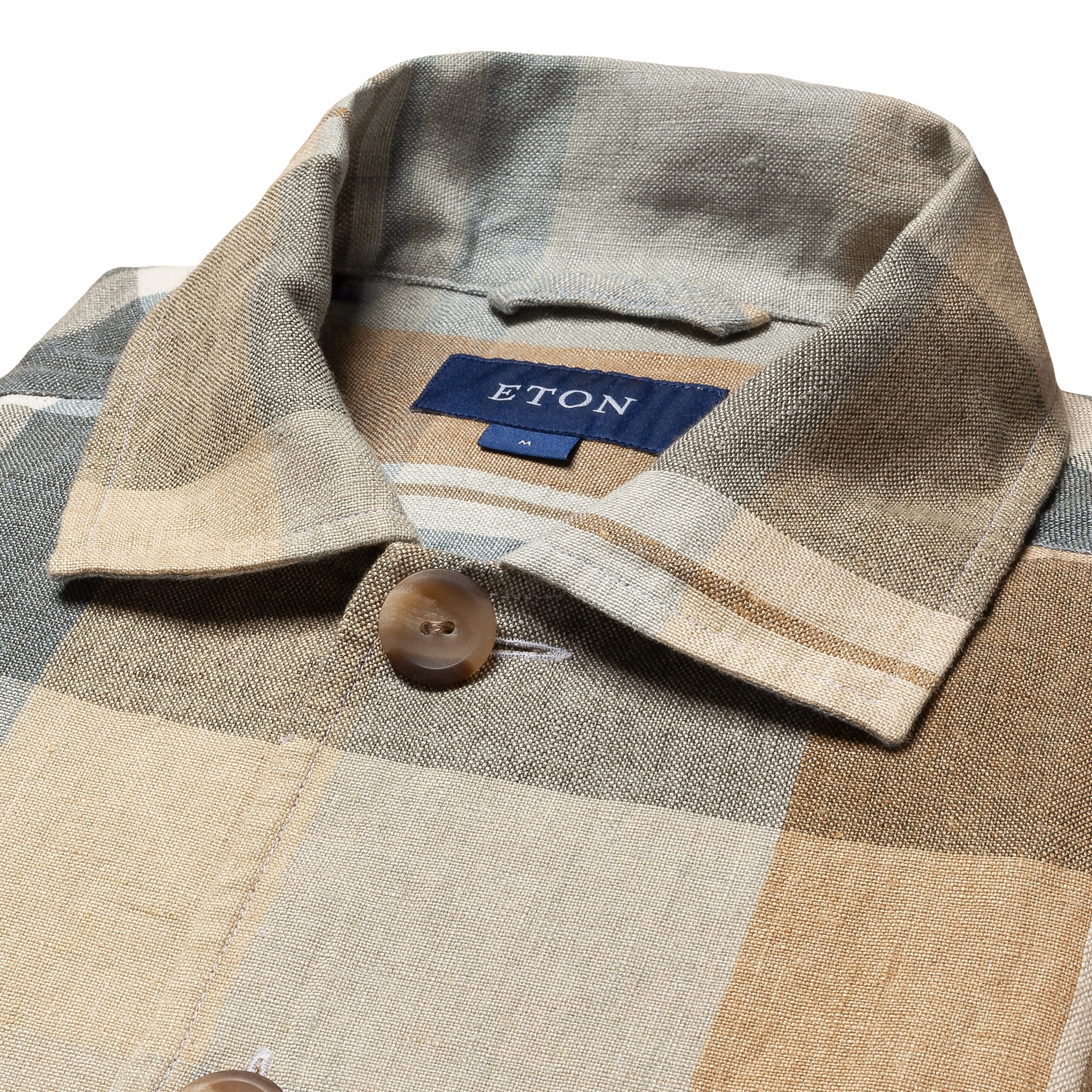 Plaid Linen Twill Overshirt - Affordable trendy plaid linen twill overshirt for men