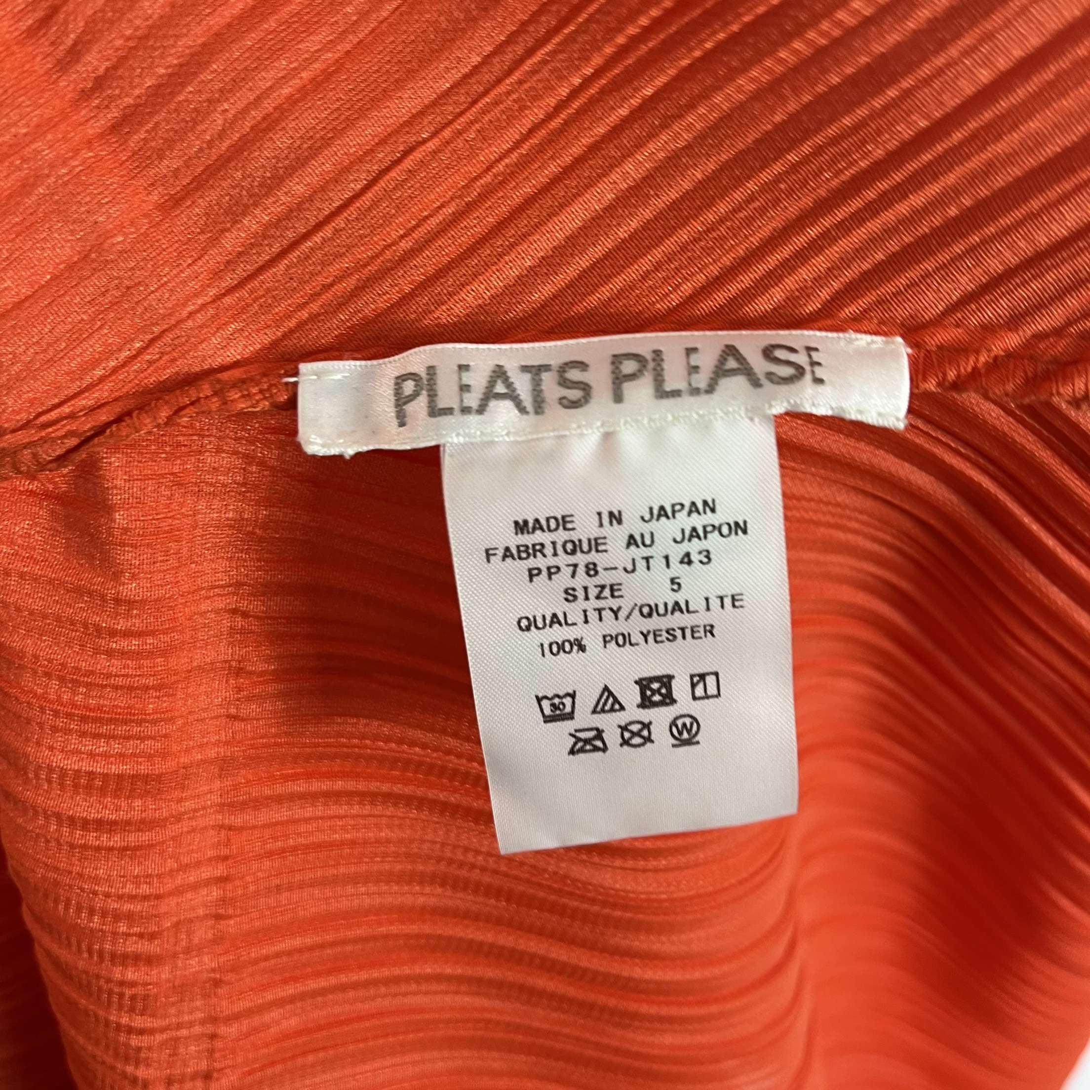 Pleats Please Issey Miyake Orange Flared Midi Dress - Size 5 (XS/S/M/L/XL)