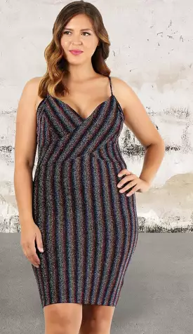 Plus size colorful striped sleeveless dress