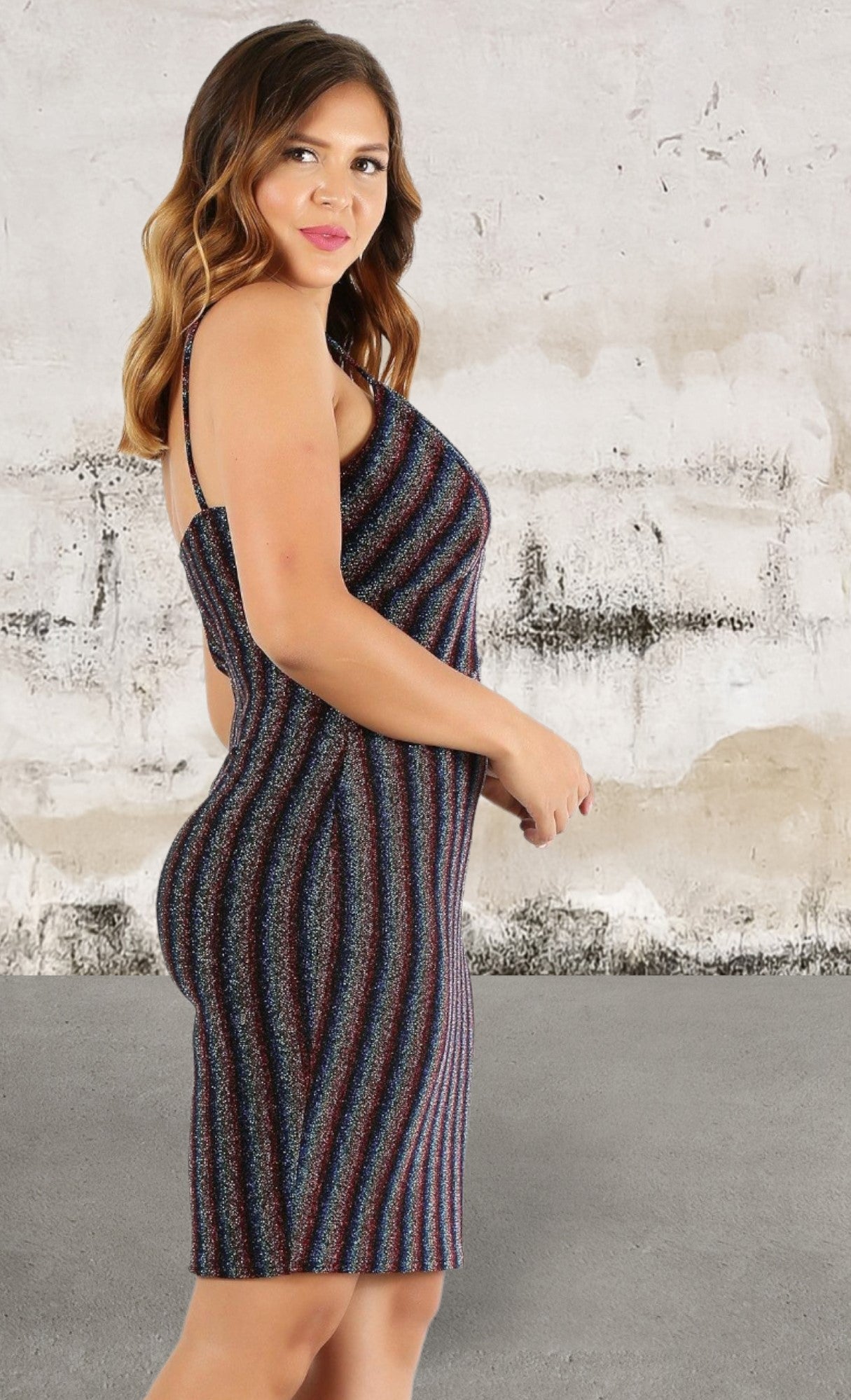 Plus size colorful striped sleeveless dress