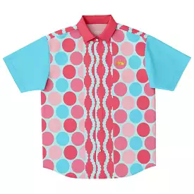 Polka Print Short Sleeve Button Up Shirt