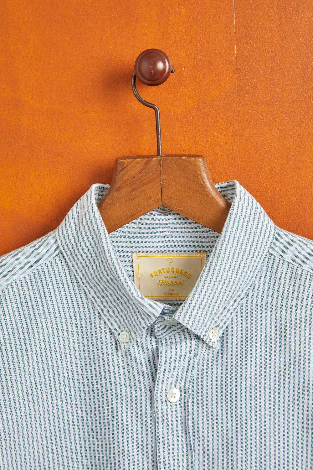 Portuguese Flannel Green Oxford Stripe Shirt