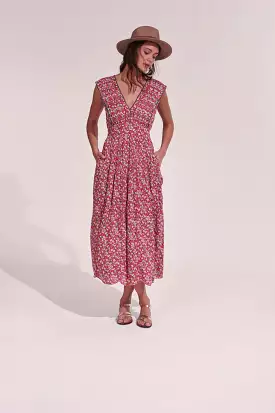 Poupette St. Barth Long Dress Agnes Pink Paquerette - Shop now