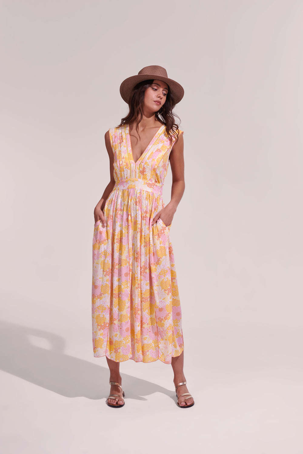 Poupette St. Barth - Long Dress Agnes - Yellow Flower Mix - Shop Now.