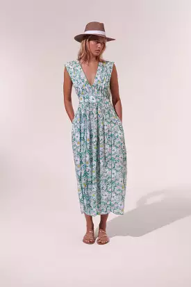 Poupette St. Barth long dress Agness green 70s garden