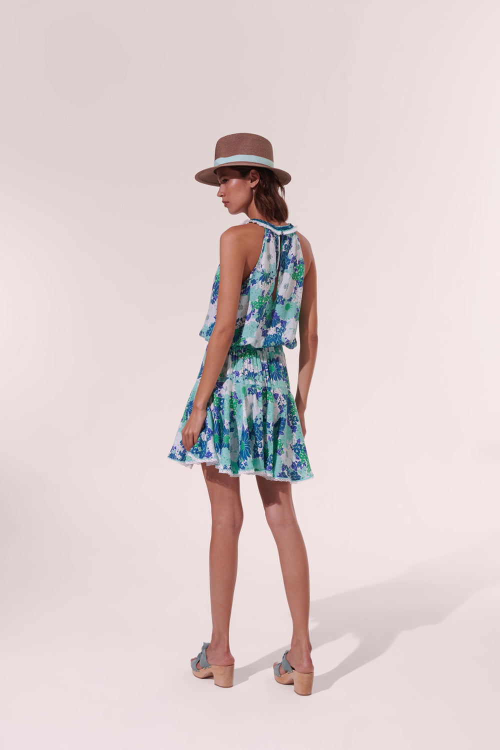 Poupette St. Barth Mini Dress Agathe Aqua Flower Mix