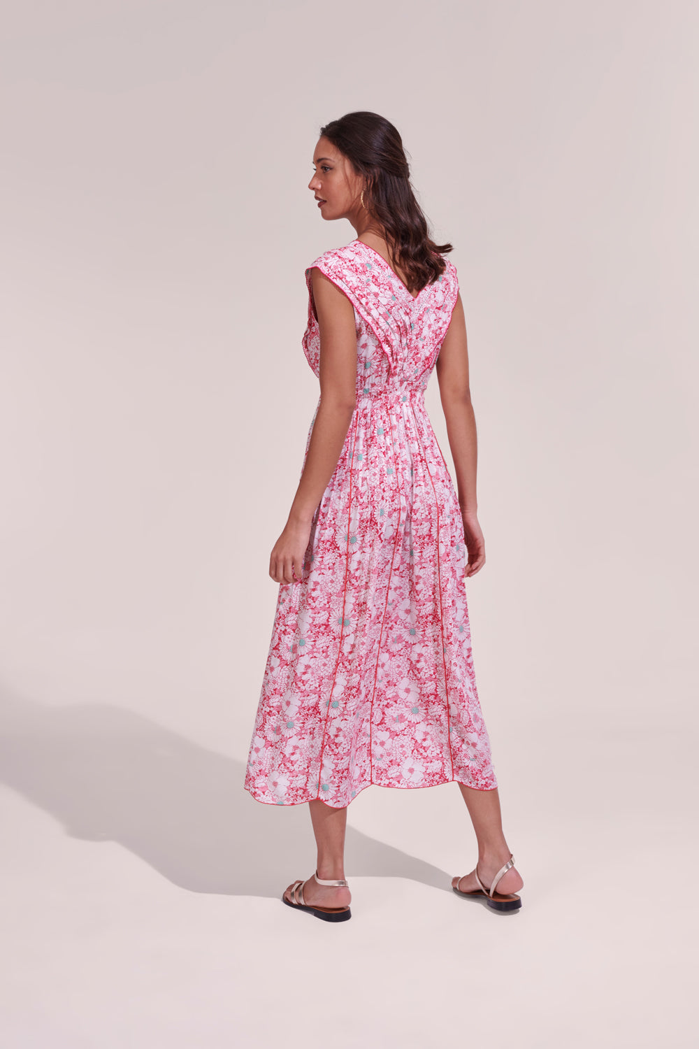 Poupette St. Barth - Pink Long Dress Agnes - Vintage Garden Print