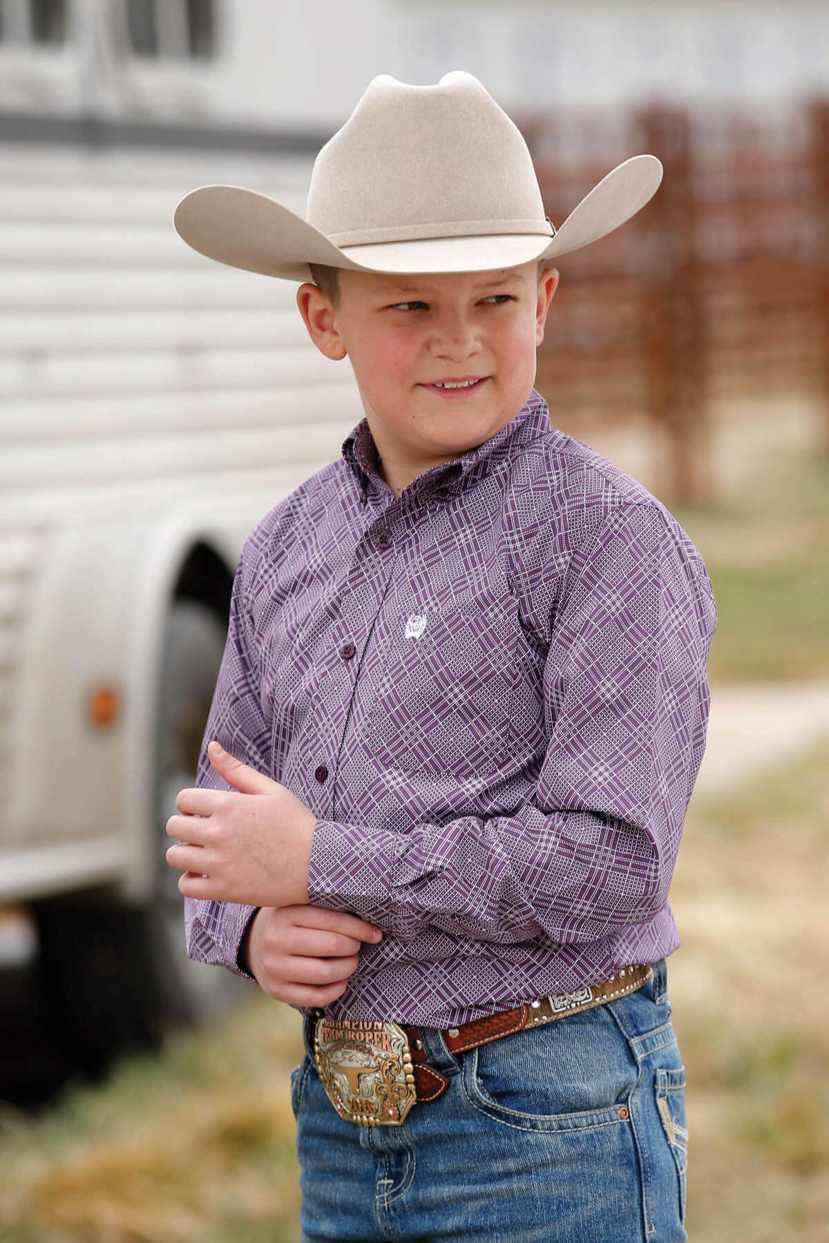 Purple Print Long Sleeve Shirt for Boys