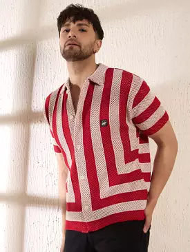 red striped crochet shirt