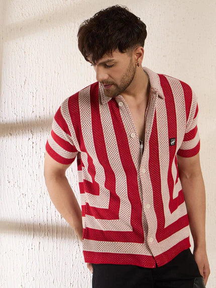 red striped crochet shirt