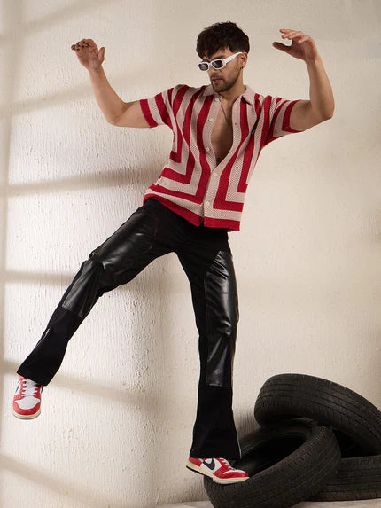 red striped crochet shirt