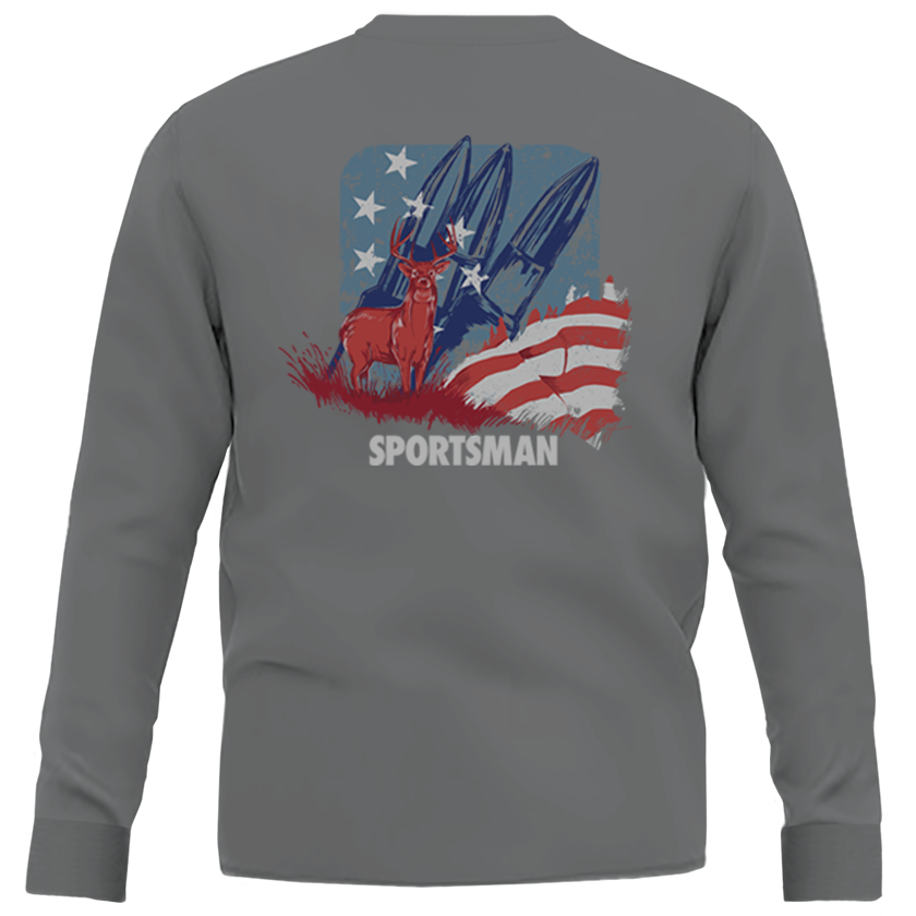 Red Whitetail Blue Long Sleeve Shirt