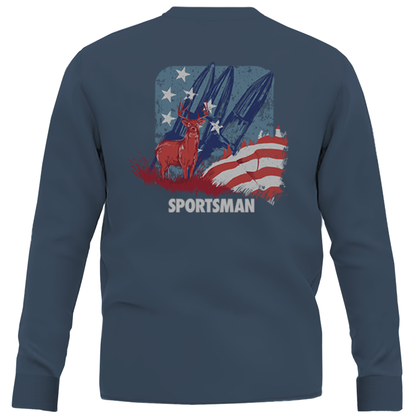 Red Whitetail Blue Long Sleeve Shirt