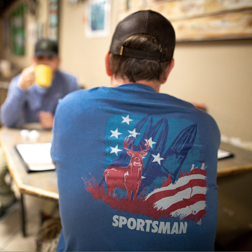 Red Whitetail Blue Long Sleeve Shirt