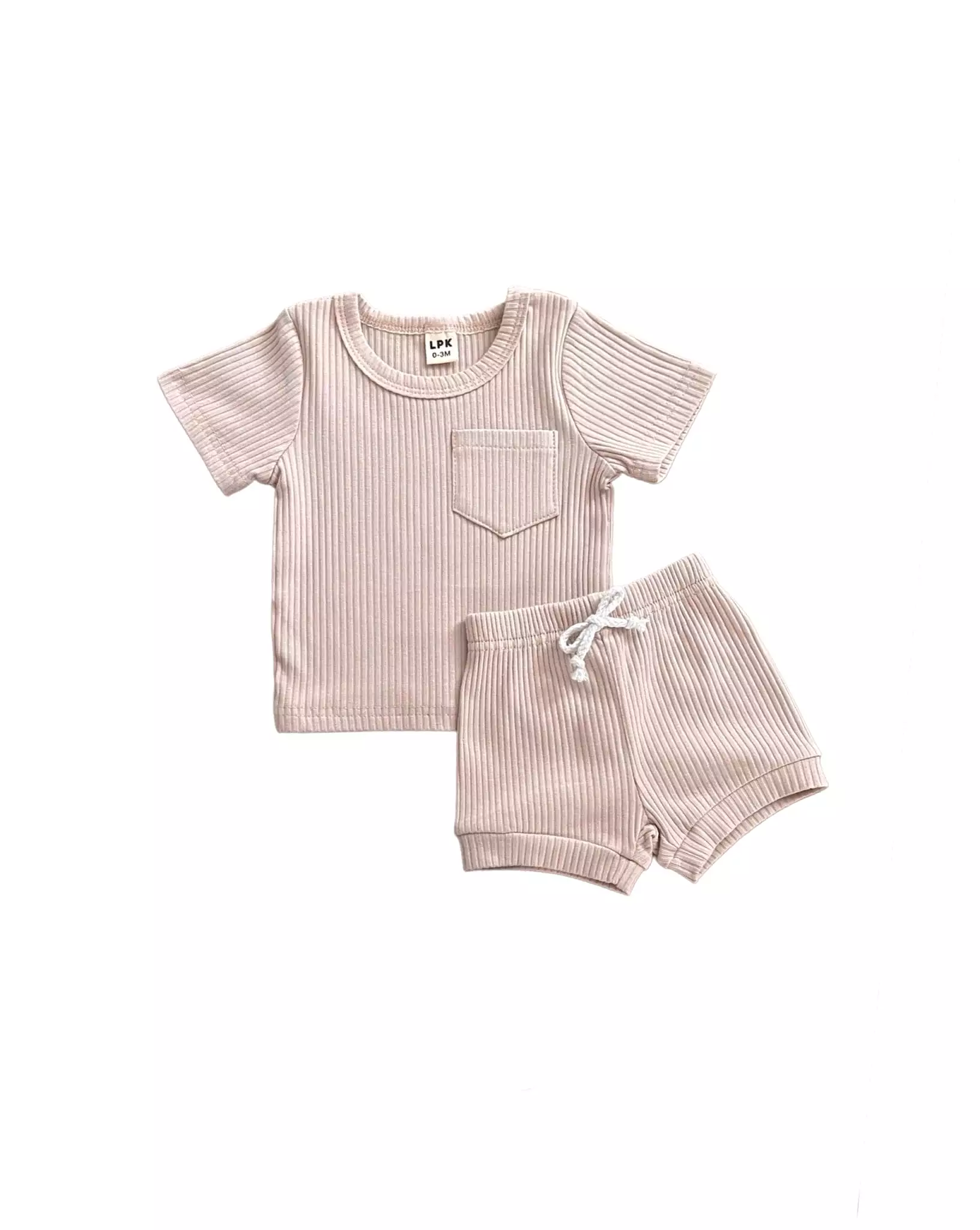 Ribbed Shorts Set - Latte