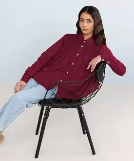 Ruffled Jacquard Blouse