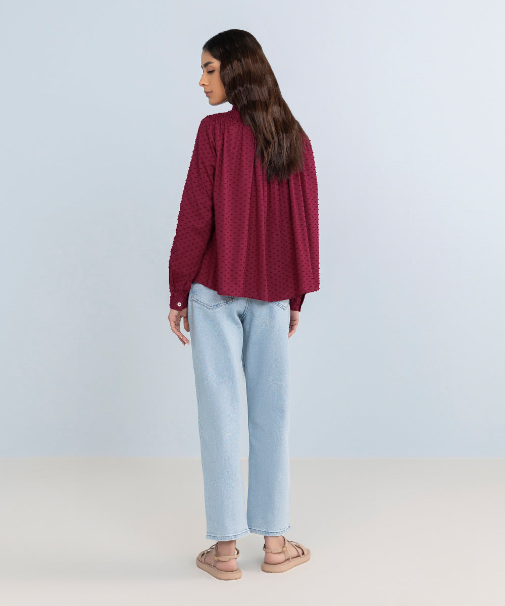 Ruffled Jacquard Blouse