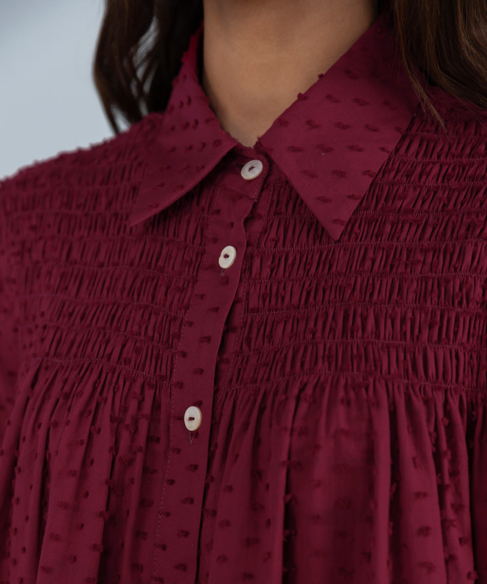 Ruffled Jacquard Blouse