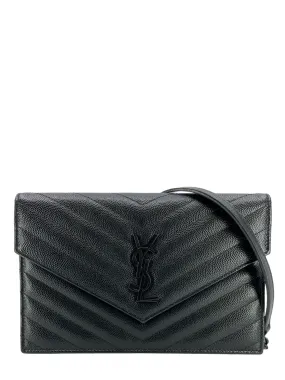 SAINT LAURENT Matelasse Envelope Wallet with Chain