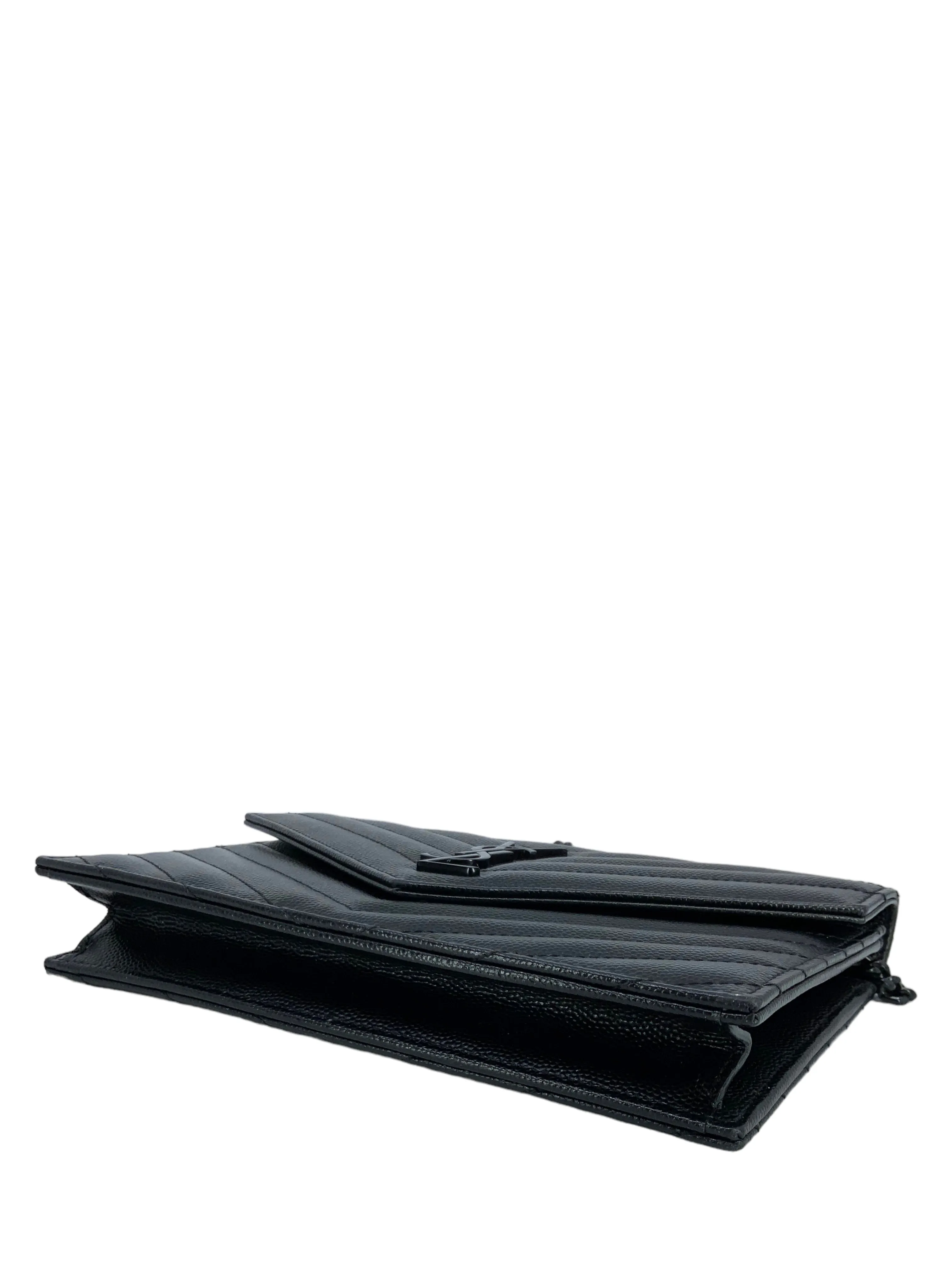 SAINT LAURENT Matelasse Envelope Wallet with Chain