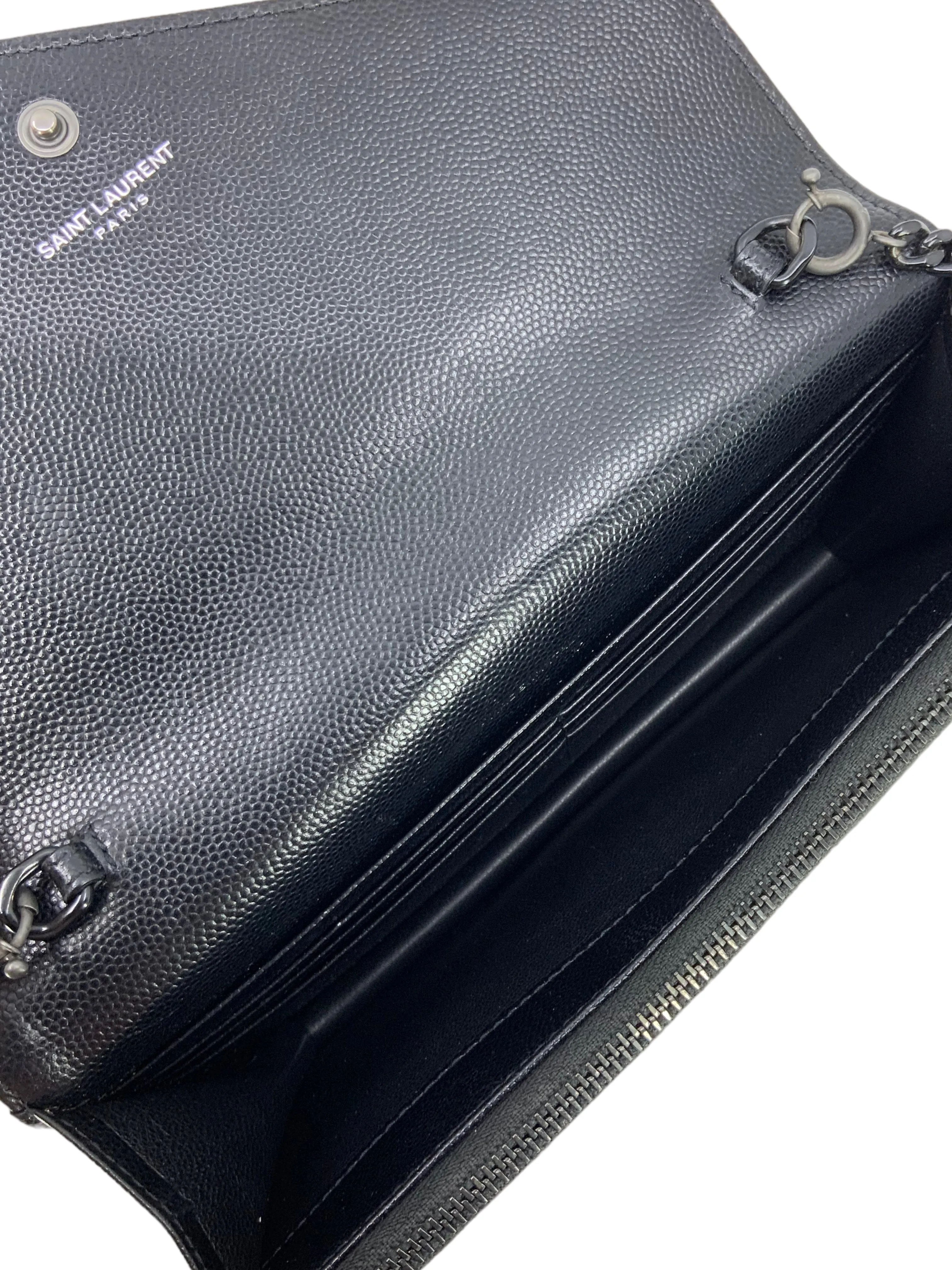 SAINT LAURENT Matelasse Envelope Wallet with Chain